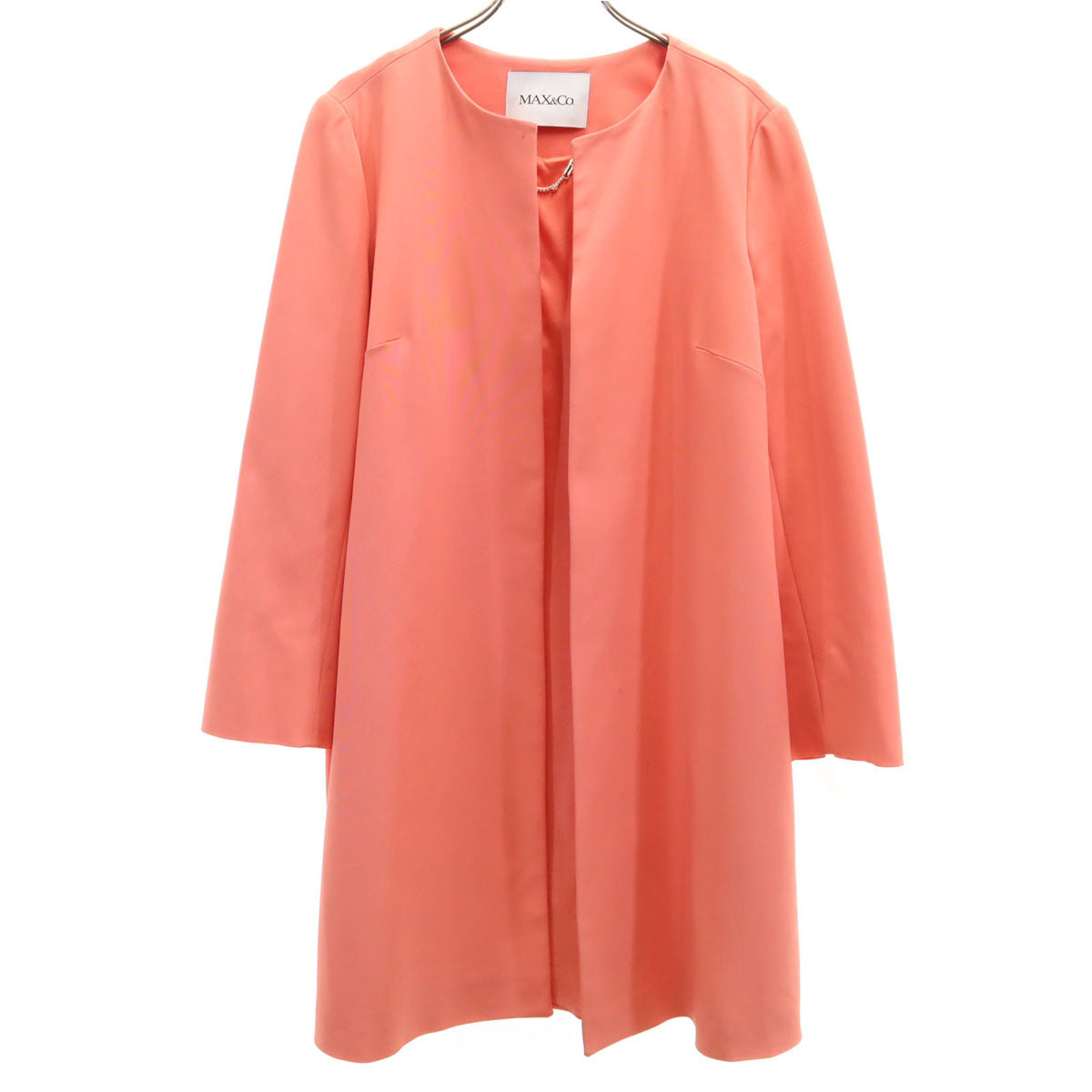 MAX&CO マックスアンドコー ノーカラー コート 42 アプリコット レディース