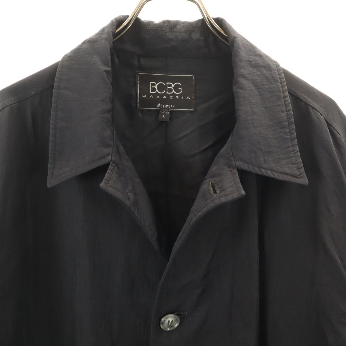 BCBGMAXAZRIA ビーシービージーマックスアズリア ステンカラーコート L ブラック メンズ