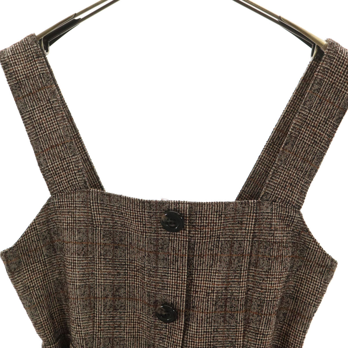 美品 BLUE LABEL CRESTBRIDGE ブルーレーベルクレストブリッジ グレンチェック キャミワンピース 36 ブラウン レディース