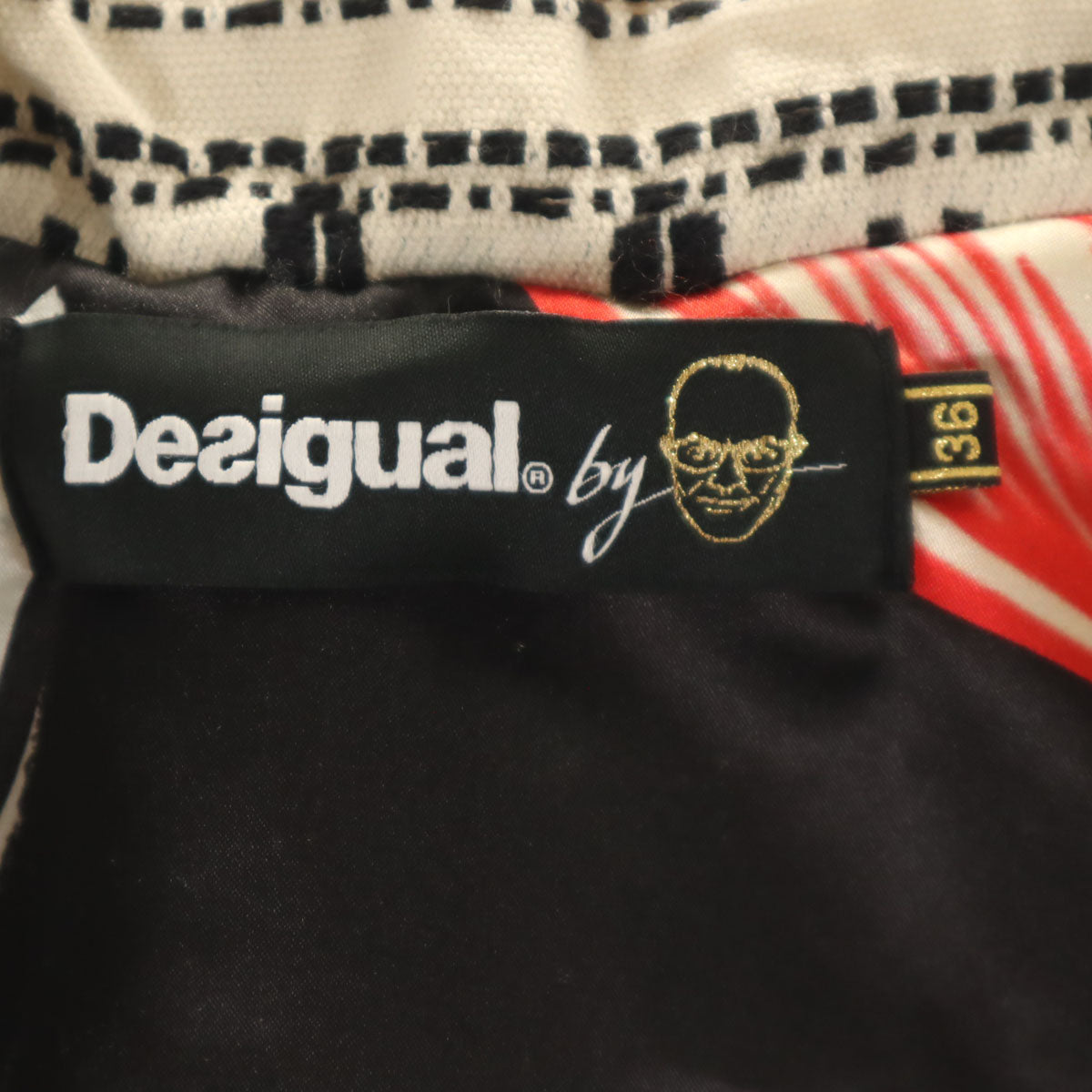DESIGUAL DESIGNED BY M. CHRISTIAN LACROIX デシグアル バイ ムッシュ クリスチャン ラクロワ 総柄 チェスターコート 36 アイボリー レディース