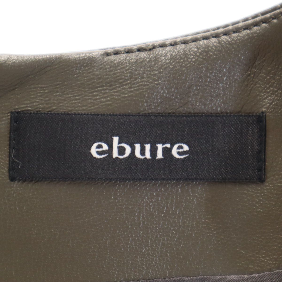ebure エブール ノースリーブ 羊革レザー ワンピース 36 オリーブ系 レディース