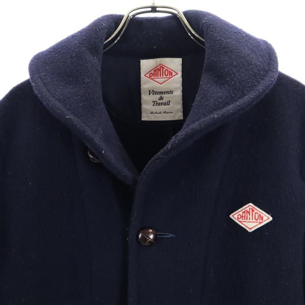 ダントン ウールブレンド ロゴ刺繍 コート 40 ネイビー Danton レディース