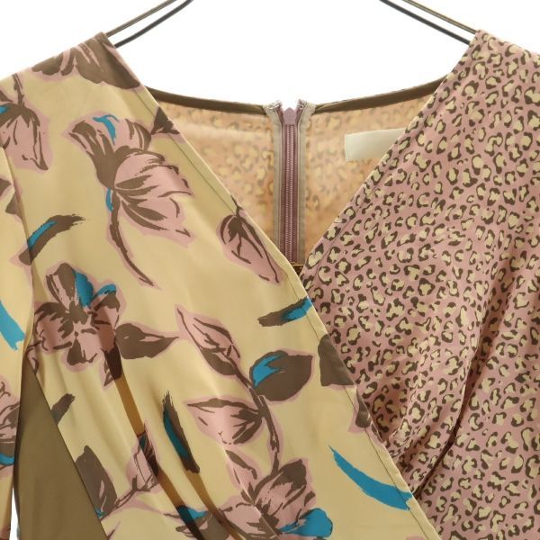 Lily Brown リリーブラウン 総柄 長袖 ロングワンピース F パッチワーク風 レディース