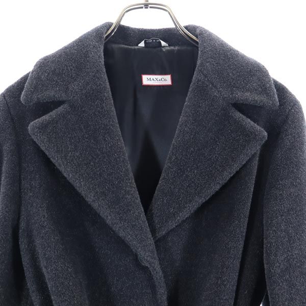 マックスアンドコー イタリア製 モヘヤ ウールブレンド コート 38 グレー系 MAX&CO ウエストリボン レディース