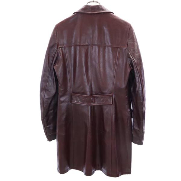 MAX&CO マックスアンドコー イタリア製 チェスターコート J 44 赤茶系 牛革 レザー裏キルティング レディース