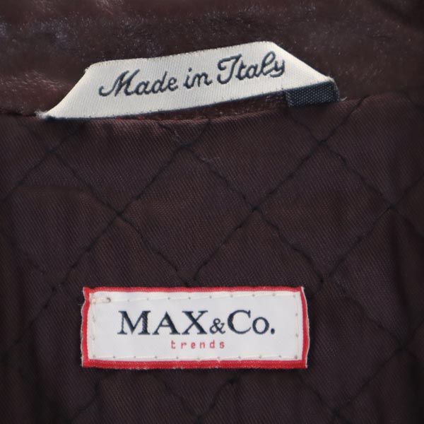 MAX&CO マックスアンドコー イタリア製 チェスターコート J 44 赤茶系 牛革 レザー裏キルティング レディース