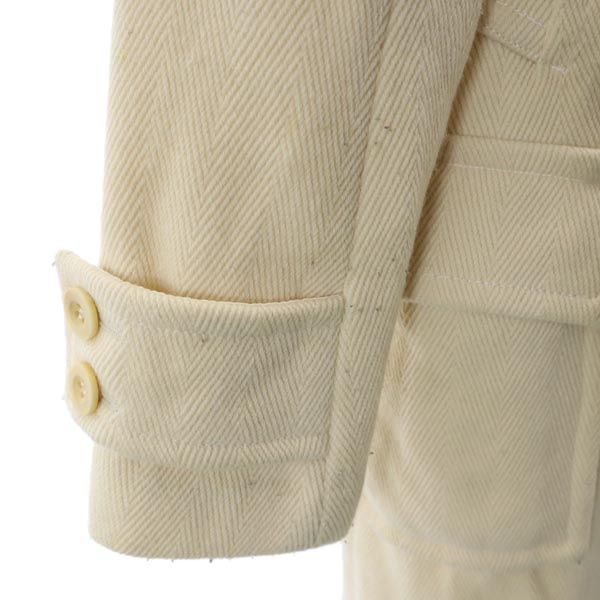 sacai luck サカイラック 日本製 ウールブレンド ダッフルコート 1 アイボリー リアルファー フード レディース