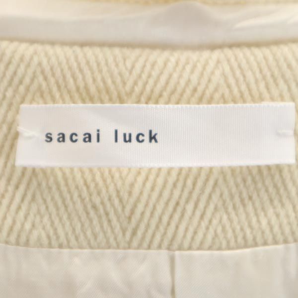 sacai luck サカイラック 日本製 ウールブレンド ダッフルコート 1 アイボリー リアルファー フード レディース