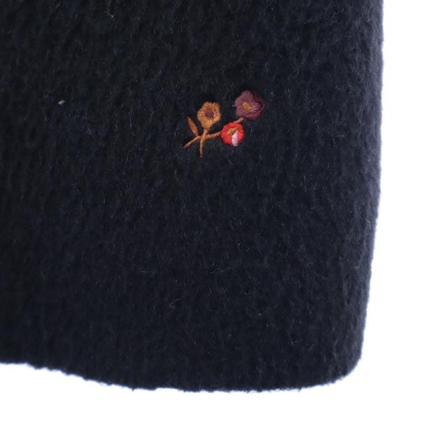 コーチ モヘヤブレンド 花柄 刺繍 チェスターコート S 黒 COACH レディース