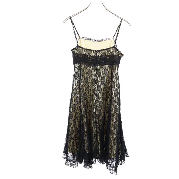 未使用 GRAND TABLE グランターブル 花柄 レース キャミワンピース M 黒系 バックジップ レディース