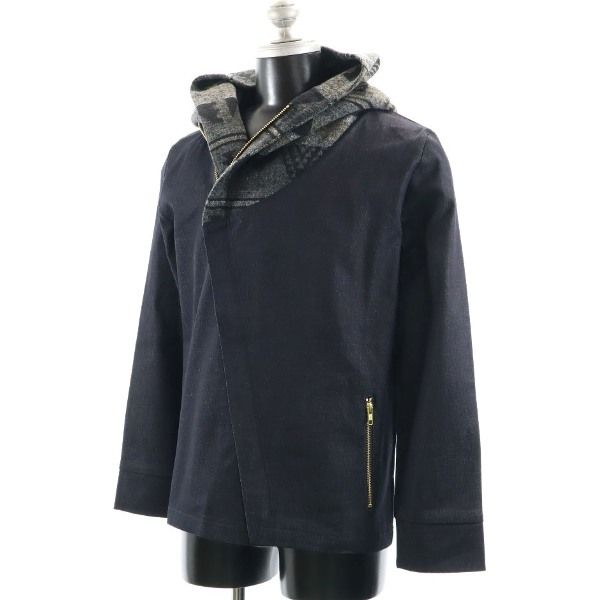 新品 HB エイチビー ジプシー ライダースジャケット L 黒 ショールカラー フード デニム ジャケット メンズ