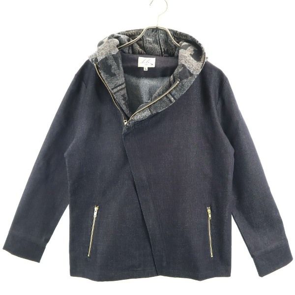 新品 HB エイチビー ジプシー ライダースジャケット L 黒 ショールカラー フード デニム ジャケット メンズ