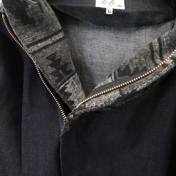 新品 HB エイチビー ジプシー ライダースジャケット L 黒 ショールカラー フード デニム ジャケット メンズ