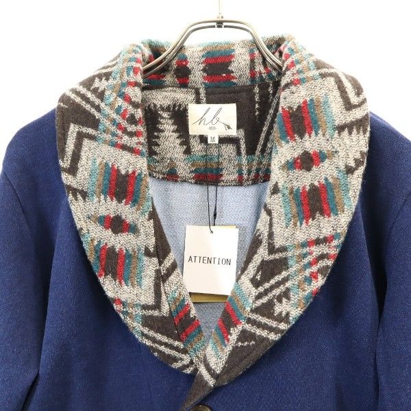 新品 HB エイチビー ノスタルジックインディゴ ジャケット M 青 ショールカーディガン メンズ