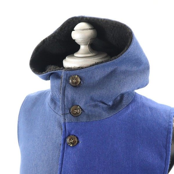 新品 HB エイチビー オルタネイト フーディボア ベスト M 青 紺 デニムクレイジー切替 メンズ