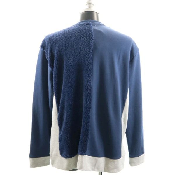 新品 HB エイチビー 長袖 スイッチング ボア カットソー XL 青 切替 トレーナー メンズ