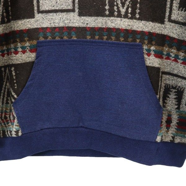 新品 HB エイチビー 長袖 ボヘミアン スウェット切替 トレーナー L 青 茶 ネイティブ インディゴ裏毛 メンズ