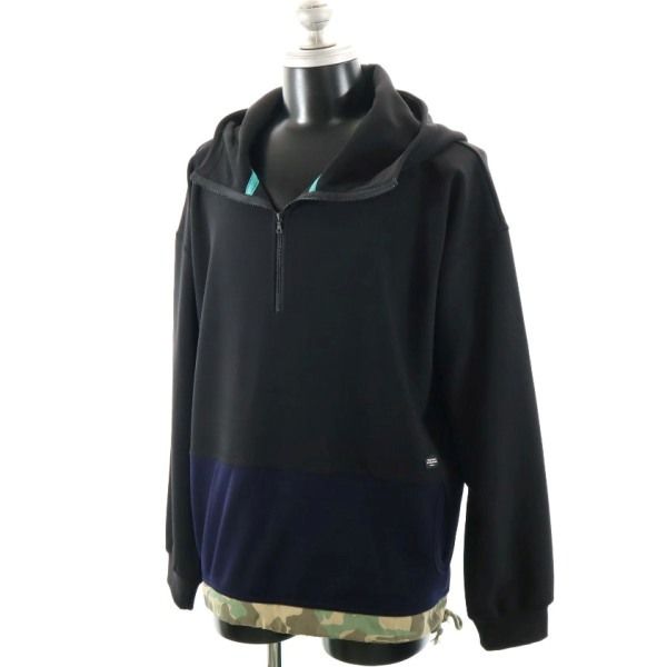 新品 quolt クオルト カモフラ アノラックパーカー L 黒 メンズ
