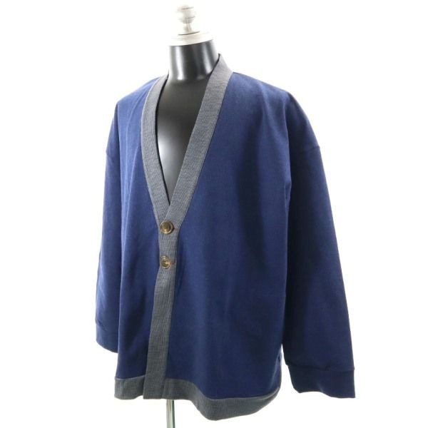 新品 HB エイチビー 長袖 カーディガン XL 青 灰 メンズ