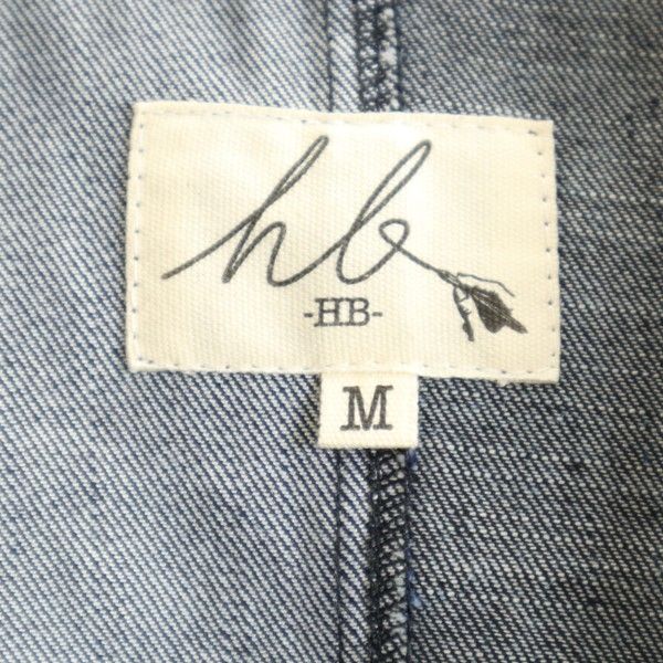 新品 HB エイチビー ビッグフード シルキー デニム モッズコート M インディゴブルー×ブラック ロングコート デニムジャケット メンズ