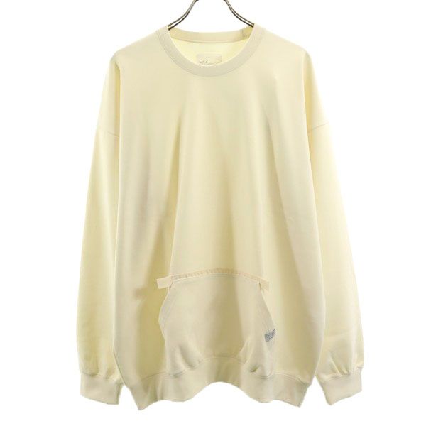 新品 quolt クオルト 長袖 カットソー XL オフホワイト TECK-FLEECE CUTSEW 裏起毛 プルオーバー カンガルーポケット メンズ