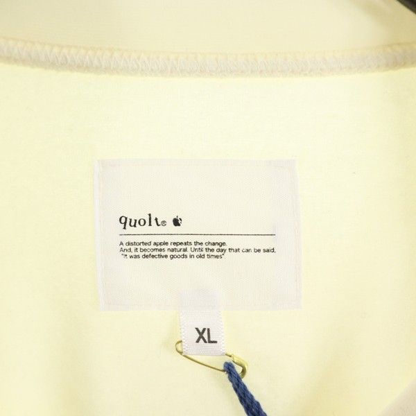 新品 quolt クオルト 長袖 カットソー XL オフホワイト TECK-FLEECE CUTSEW 裏起毛 プルオーバー カンガルーポケット メンズ