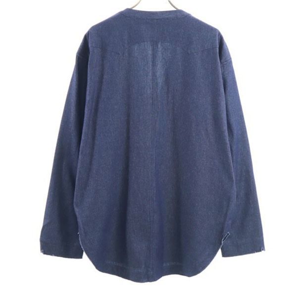 新品 quolt クオルト DNM-WESTERN SHIRTS デニム ウエスタンシャツ XL インディゴ ノーカラー 深Vネック メンズ