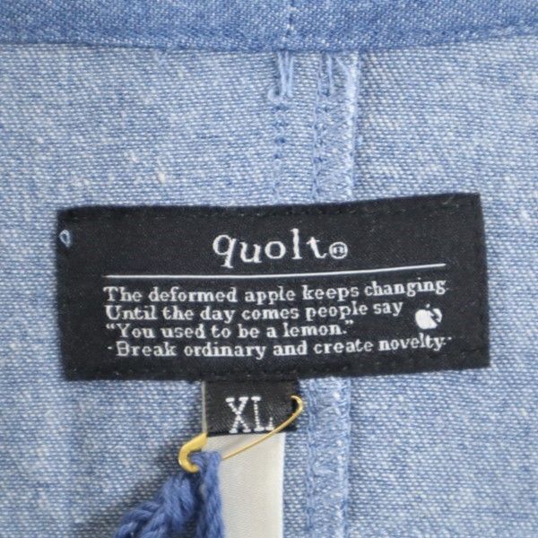 新品 quolt クオルト DNM-WESTERN SHIRTS デニム ウエスタンシャツ XL ウォッシュドブルー ノーカラー 深Vネック メンズ