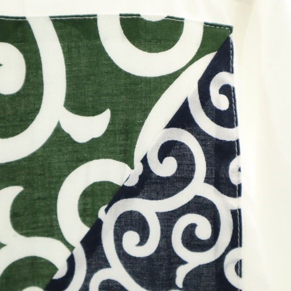 新品 泥棒日記 風呂敷柄 唐草模様 絣 長袖 シャツ 大 ホワイト dorobou nikki メンズ