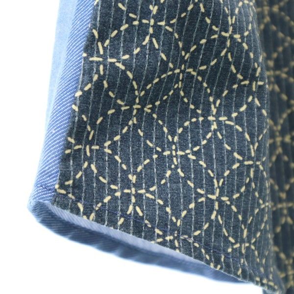 新品 泥棒日記 長袖 刺し子 絣風 シャンブレーシャツ 大 ブルー dorobou nikki メンズ