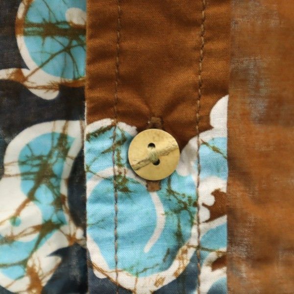 新品 備中倉敷工房 倉 和柄 7分袖 昇龍柄 バティック シャツ M 茶系 Kula BY ETERNAL メンズ