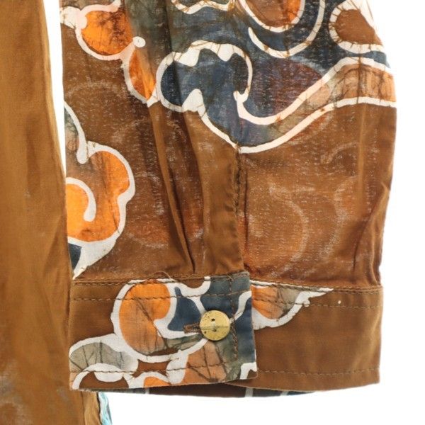 新品 備中倉敷工房 倉 和柄 7分袖 昇龍柄 バティック シャツ M 茶系 Kula BY ETERNAL メンズ