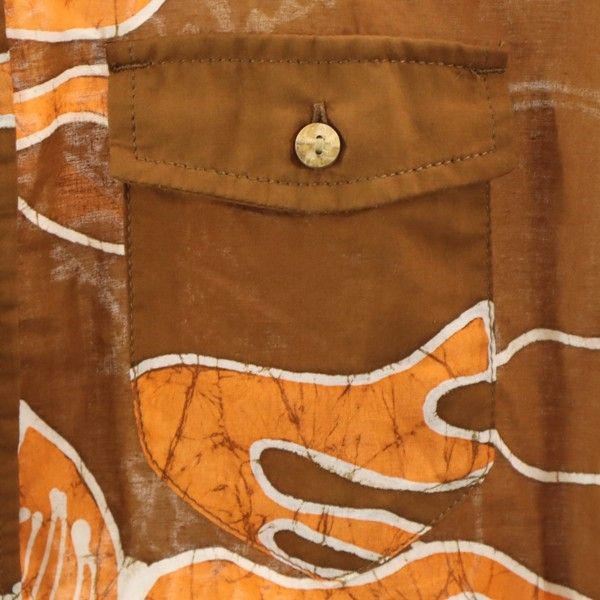 新品 備中倉敷工房 倉 和柄 7分袖 昇龍柄 バティック シャツ M 茶系 Kula BY ETERNAL メンズ