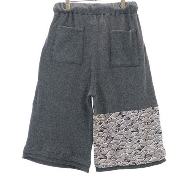 新品 dorobou nikki 泥棒日記 畝々素材の袴 パンツ M 黒×グレー クロップド メンズ