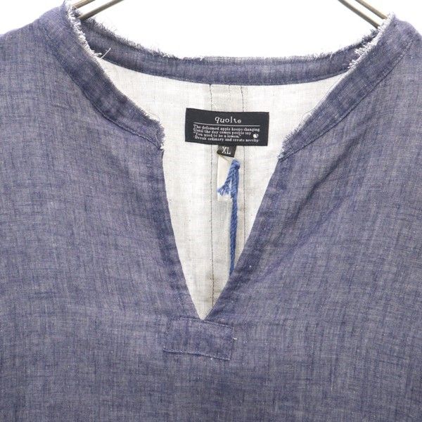 新品 quolt クオルト 半袖 シャツ XL ネイビー TOP-GAUZE SHIRTS プルオーバー メンズ