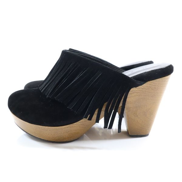 未使用 Lily Brown リリーブラウン フリンジ サンダル S ブラック レディース