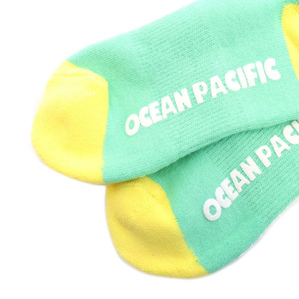 未使用 オーシャンパシフィック ロゴ刺繍 スノーボード ソックス 緑×紺 oceanpacific 靴下 レディース