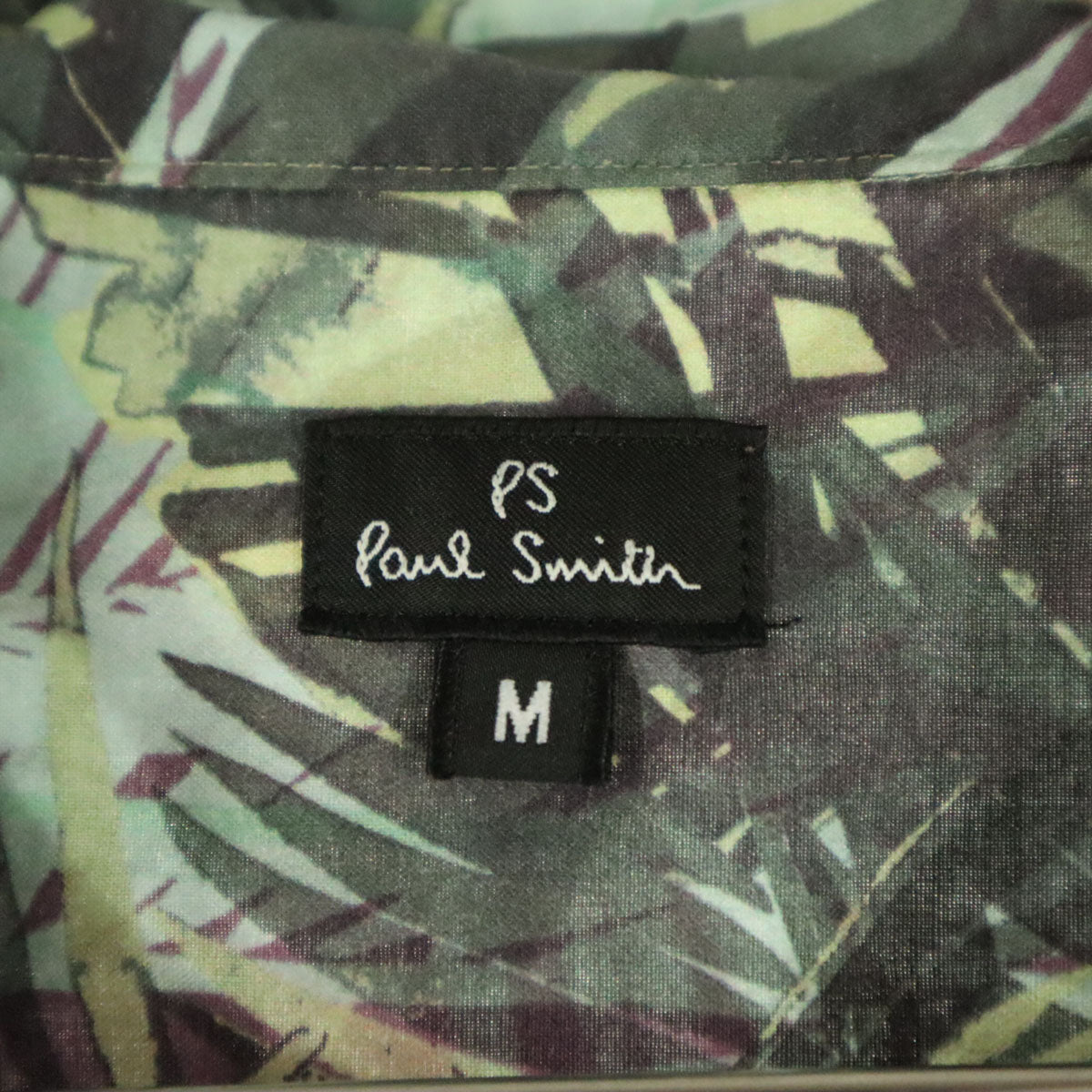 美品 Paul Smith ポールスミス 日本製 植物柄 長袖 シャツ M ライトブルー メンズ