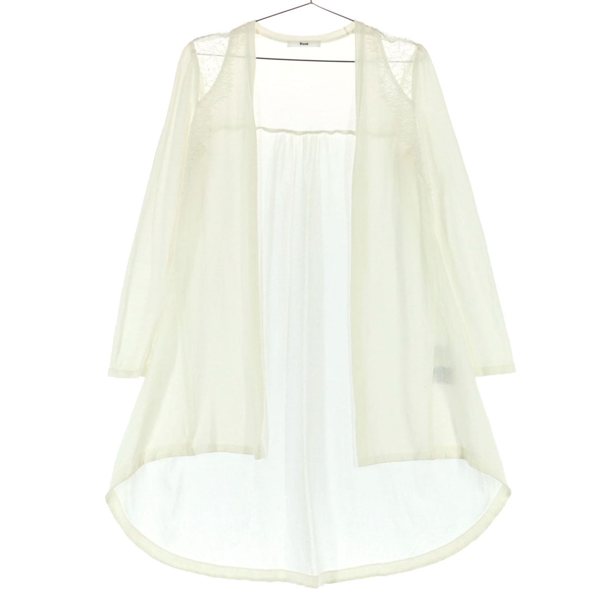 美品 Rene ルネ 長袖 肩レース カーディガン M ホワイト レディース