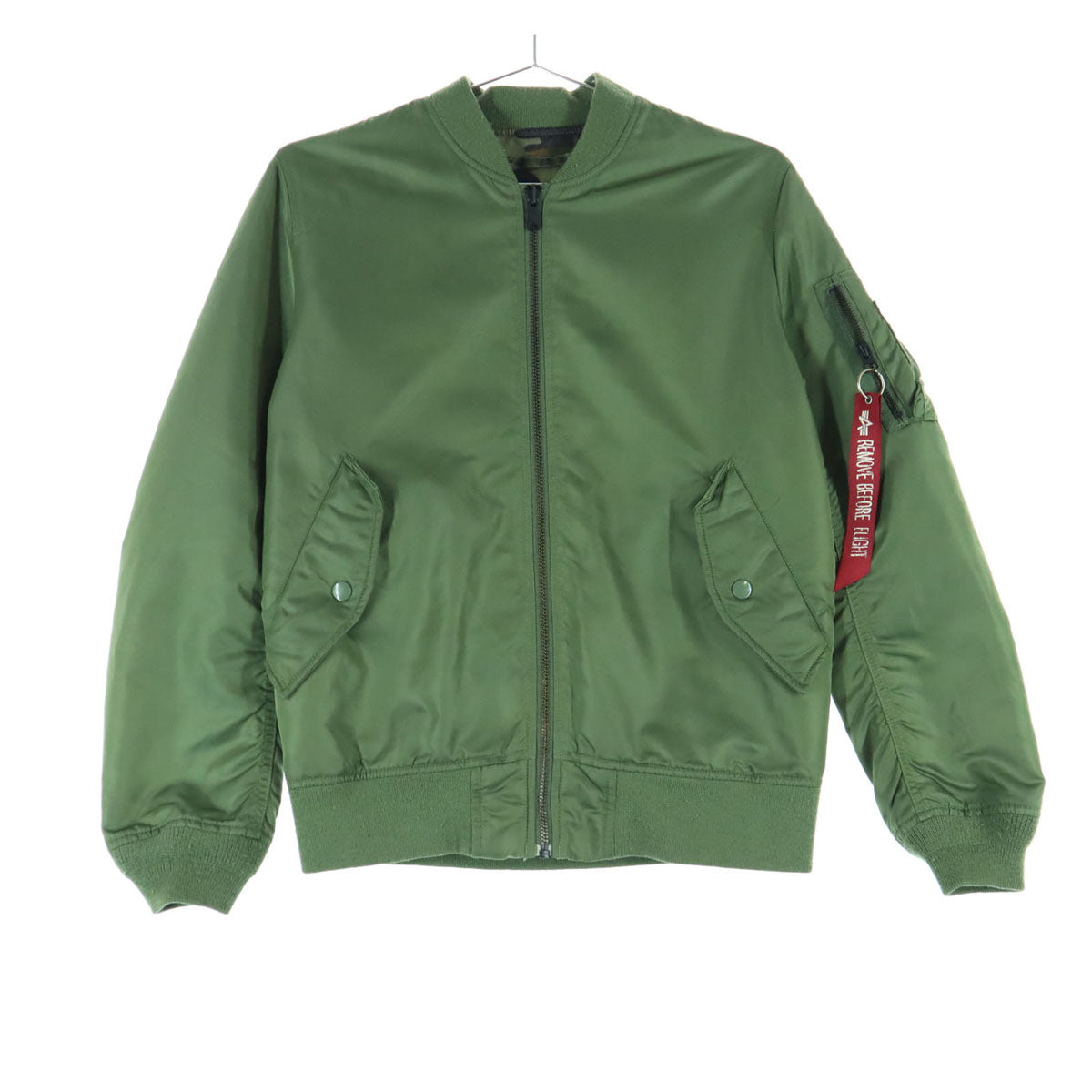 ALPHA INDUSTRIES INC アルファインダストリーズ 迷彩柄 長袖 リバーシブル フライトジャケット S グリーン メンズ