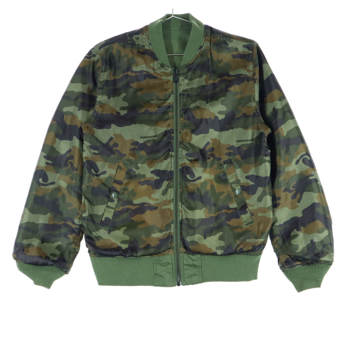 ALPHA INDUSTRIES INC アルファインダストリーズ 迷彩柄 長袖 リバーシブル フライトジャケット S グリーン メンズ