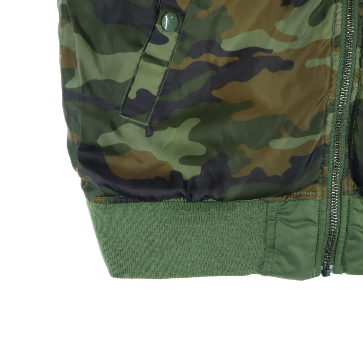 ALPHA INDUSTRIES INC アルファインダストリーズ 迷彩柄 長袖 リバーシブル フライトジャケット S グリーン メンズ