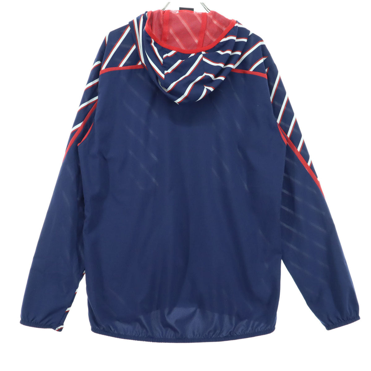 美品 umbro アンブロ UCS4441L ボーダー 長袖 フード付き ウインドブレーカー M ネイビー×レッド×ホワイト レディース