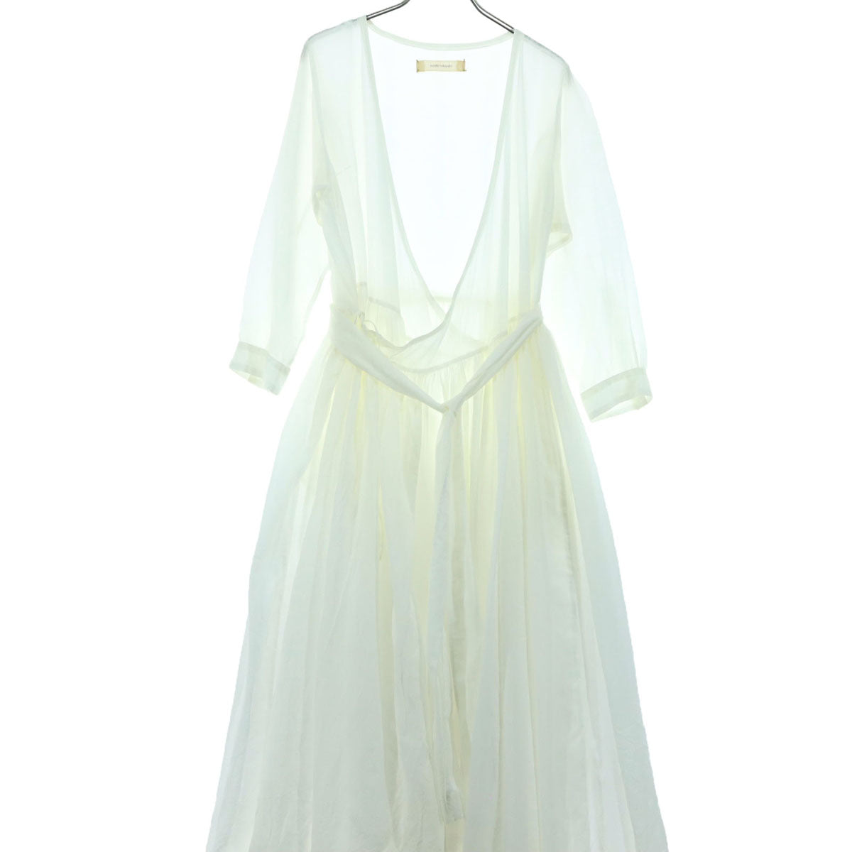 suzuki takayuki スズキタカユキ 日本製 7分袖 ロングワンピース ホワイト レディース