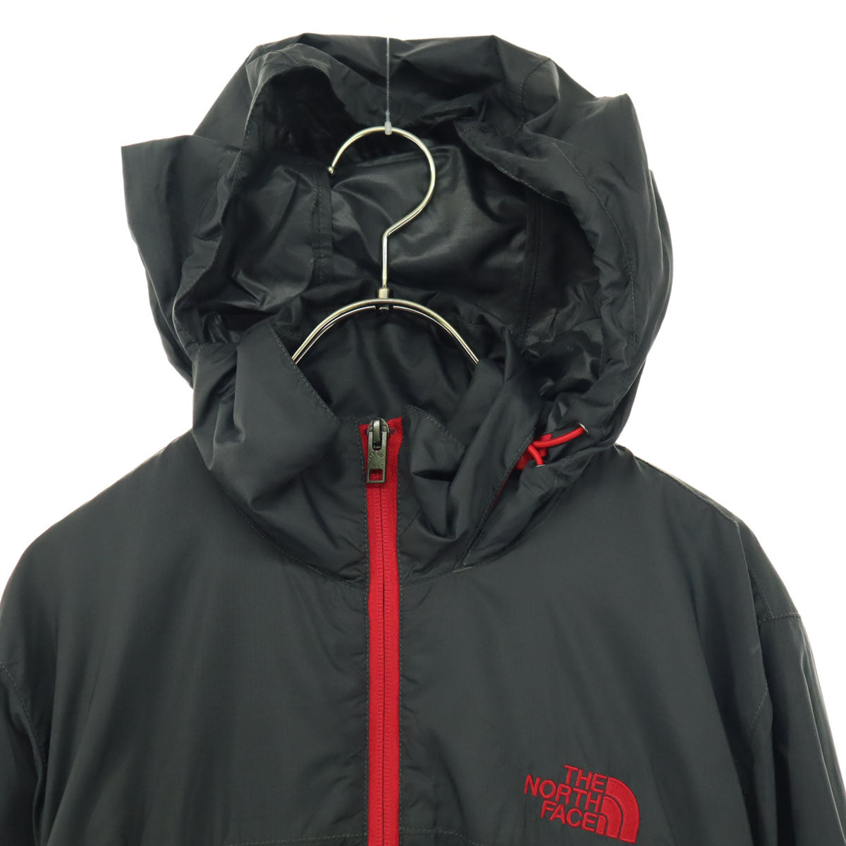 美品 THE NORTH FACE ノースフェイス 刺繍 長袖 ウインドブレーカー ダークグレー系 NPO01134 メンズ