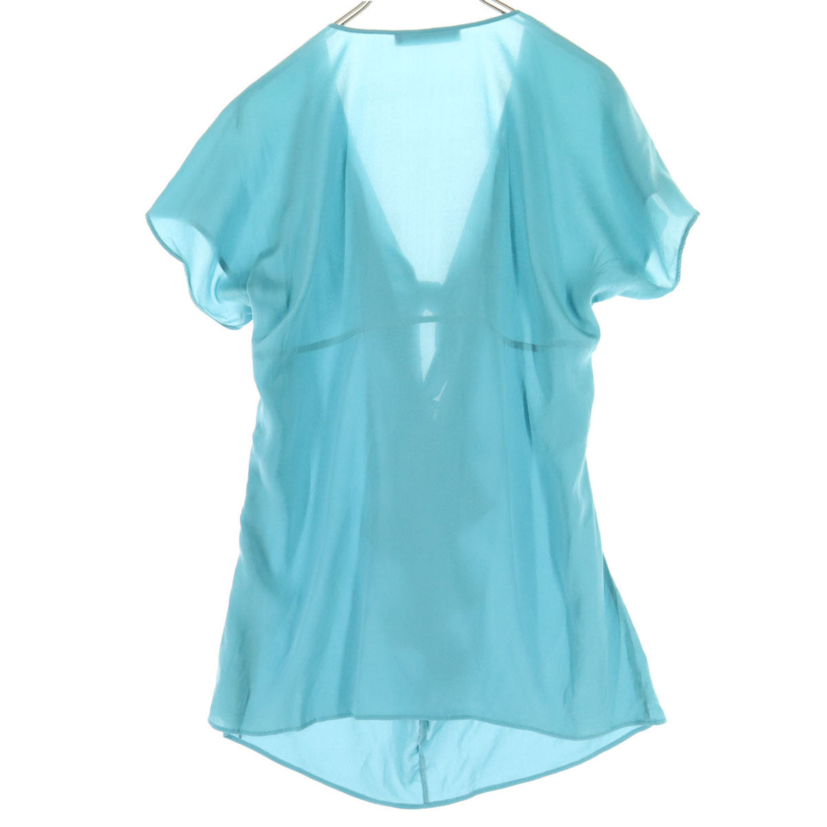 美品 ETRO エトロ イタリア製 フレンチスリーブ フリル ブラウス 40 ブルー レディース