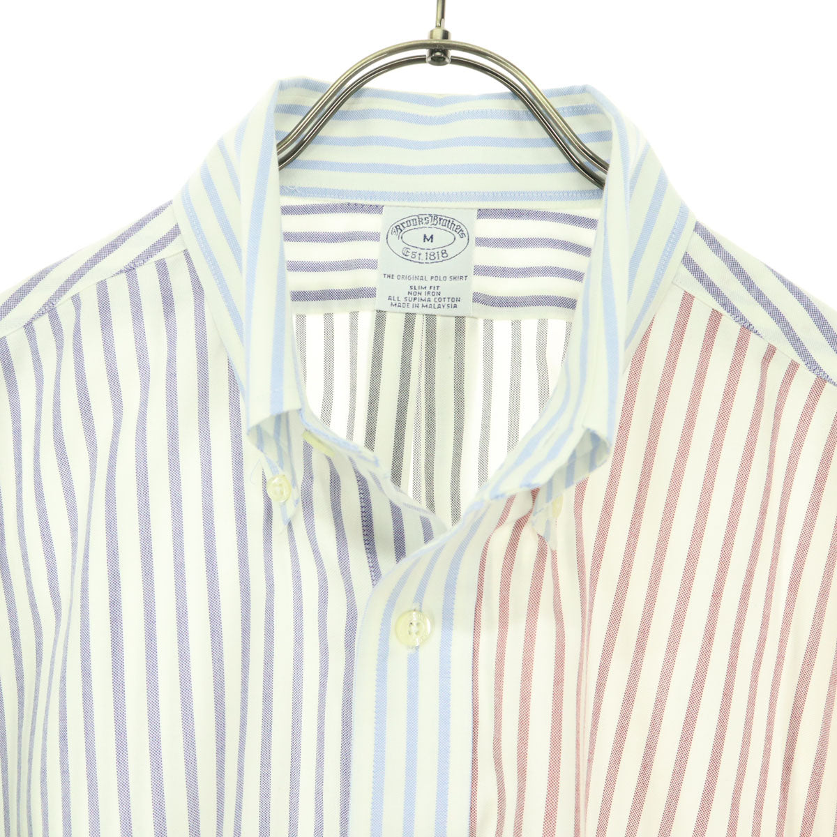 Brooks Brothers ブルックスブラザーズ マルチカラー ストライプ柄 長袖 コットンシャツ M ブルー メンズ