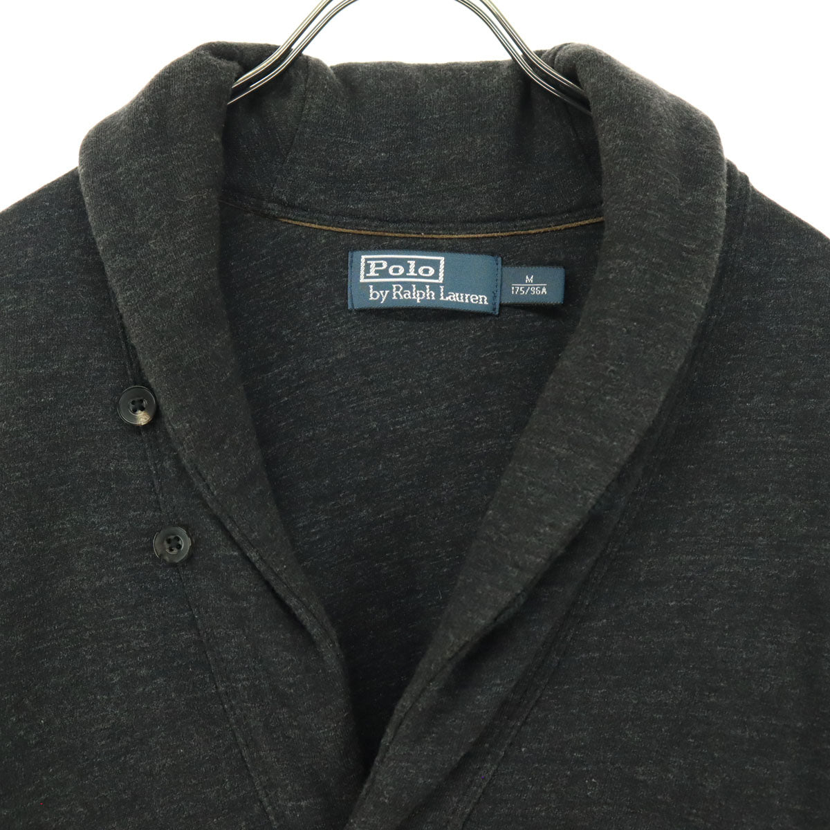 RALPH LAUREN ラルフローレン 長袖 ショールカラー ニットカーディガン M ダークグレー メンズ