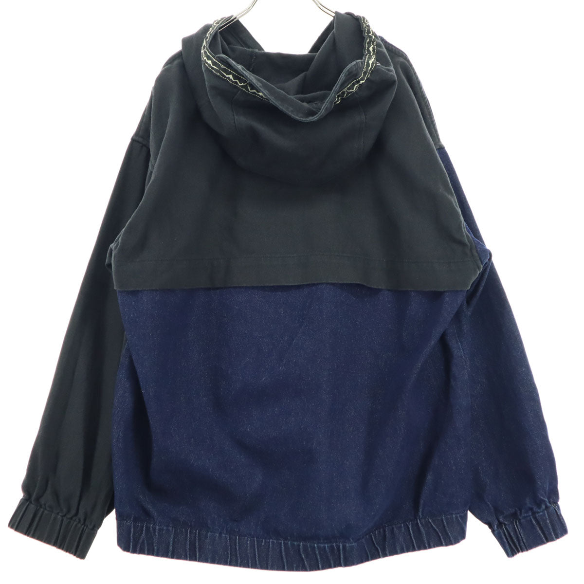 美品 MANASTASH マナスタッシュ ロゴ刺繍 長袖 バイカラー ジャケット M ブラック フーディー メンズ