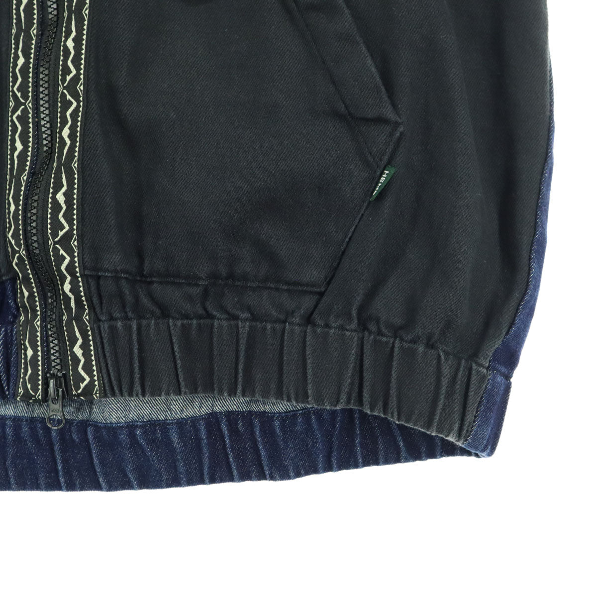 美品 MANASTASH マナスタッシュ ロゴ刺繍 長袖 バイカラー ジャケット M ブラック フーディー メンズ